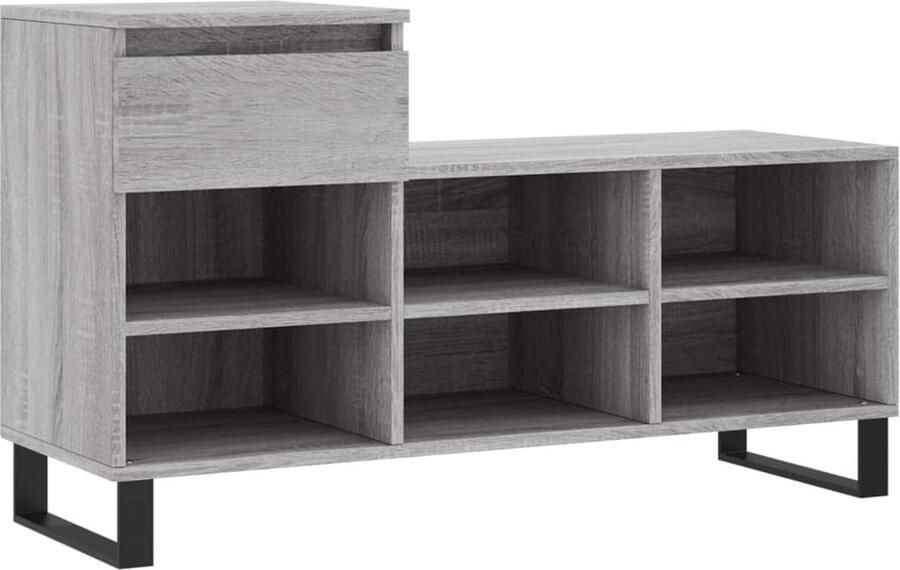 VidaXL Schoenenkast 102x36x60 cm Grijs Sonoma Schoenenkast Schoenenrek Bergruimte Houten Schoenenkast Grijze Schoenenkast Vintage Schoenenkast Entree Organisatie Slaapkamer Organisatie