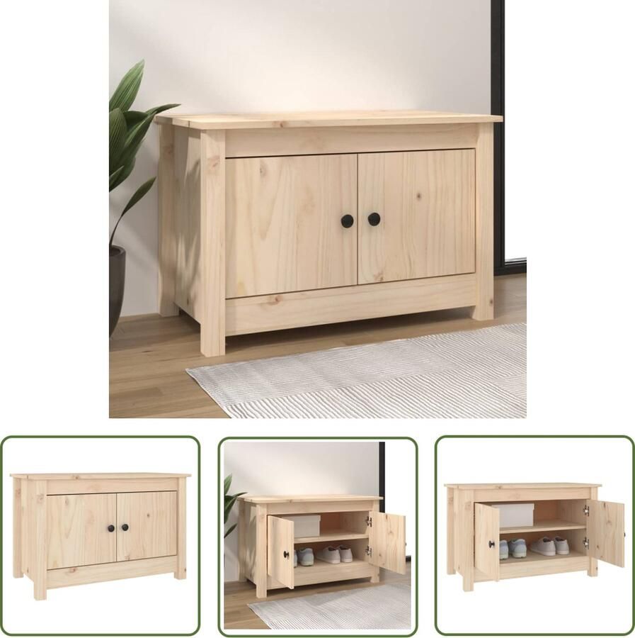 The Living Store Schoenenkast 70x38x45 5 cm massief grenenhout Schoenenkast Schoenuitlegger Houten Schoenenkast Grenenhout Schoenenkast Vintage Schoenenkast - Foto 2