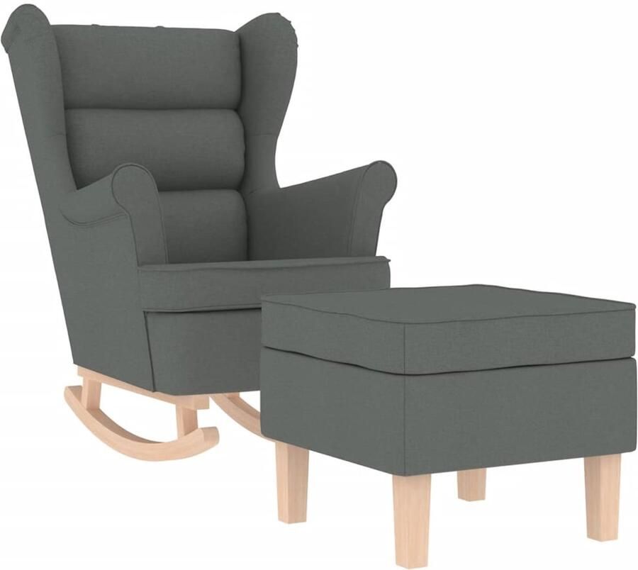 VidaXL Schommelstoel met voetenbank stof donkergrijs
