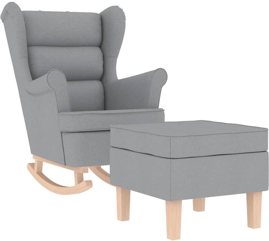VidaXL Schommelstoel met voetenbank stof lichtgrijs