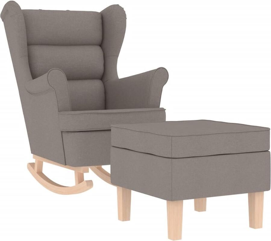 VidaXL Schommelstoel met voetenbank stof taupe