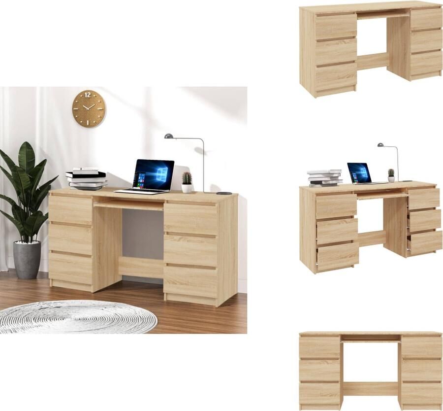 VidaXL Schrijfbureau Schrijfbureaus Schrijftafel Schrijftafels Schrijftafel 140x50x77 cm bewerkt hout sonoma eikenkleurig