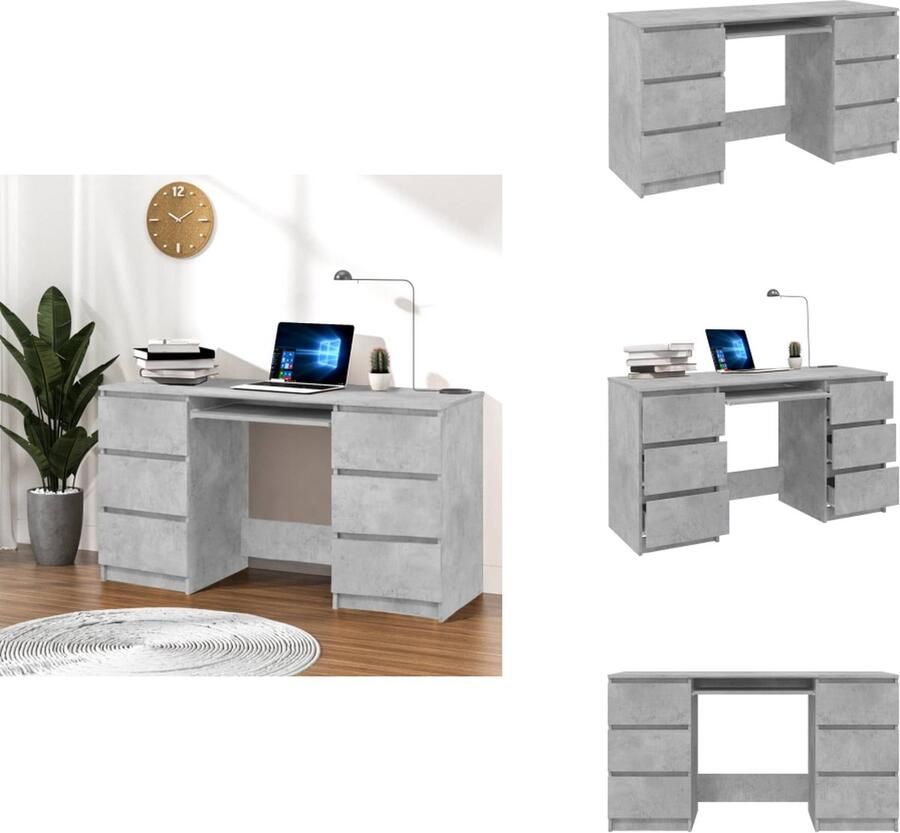 VidaXL Schrijfbureau Schrijfbureaus Schrijftafel Schrijftafels Schrijftafel 140x50x77 cm bewerkt hout betongrijs