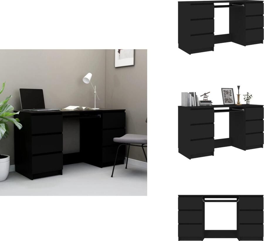 VidaXL Schrijfbureau Schrijfbureaus Schrijftafel Schrijftafels Schrijftafel 140x50x77 cm bewerkt hout zwart