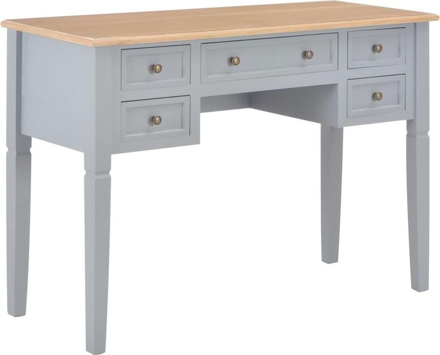 VidaXL Schrijftafel 109 5x45x77 5 cm hout grijs Schrijftafel Bureau Houten Bureau Grijze Bureau Computer Bureau Studie Buro Boekenkast Opslagruimte Design Bureau Modern Bureau Minimalistisch Bureau - Foto 2