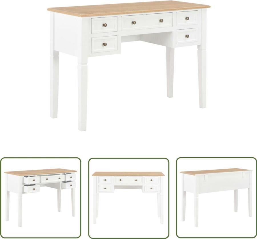 VidaXL Schrijftafel 109 5x45x77 5 cm Hout Wit Schrijftafel Bureau Houten Bureau Wit Bureau Bureaublad Laptopstandaard Home Office Studietafel Boekenkast - Foto 2