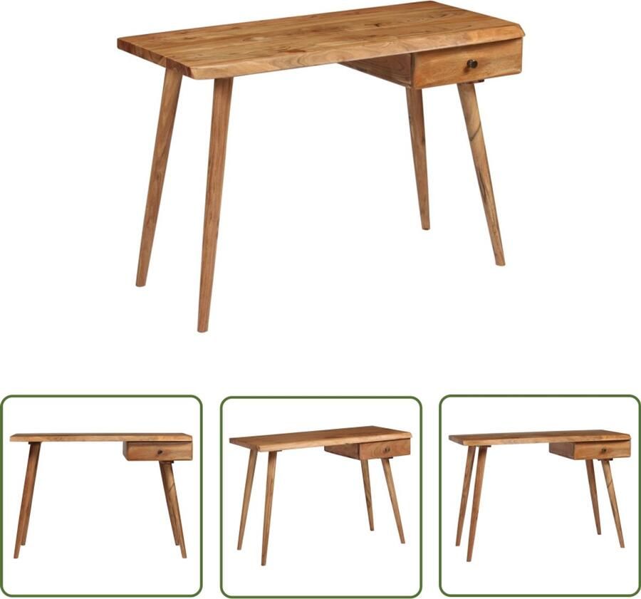VidaXL Schrijftafel 110x50x76 cm acaciahout Retro Bureaublad Houten Bureau Acacia Houtsoort Landelijke Stijl Vintage Meubels Computertafel Laptop Tafel Schrijfbureau Boekenplank Opslagruimte