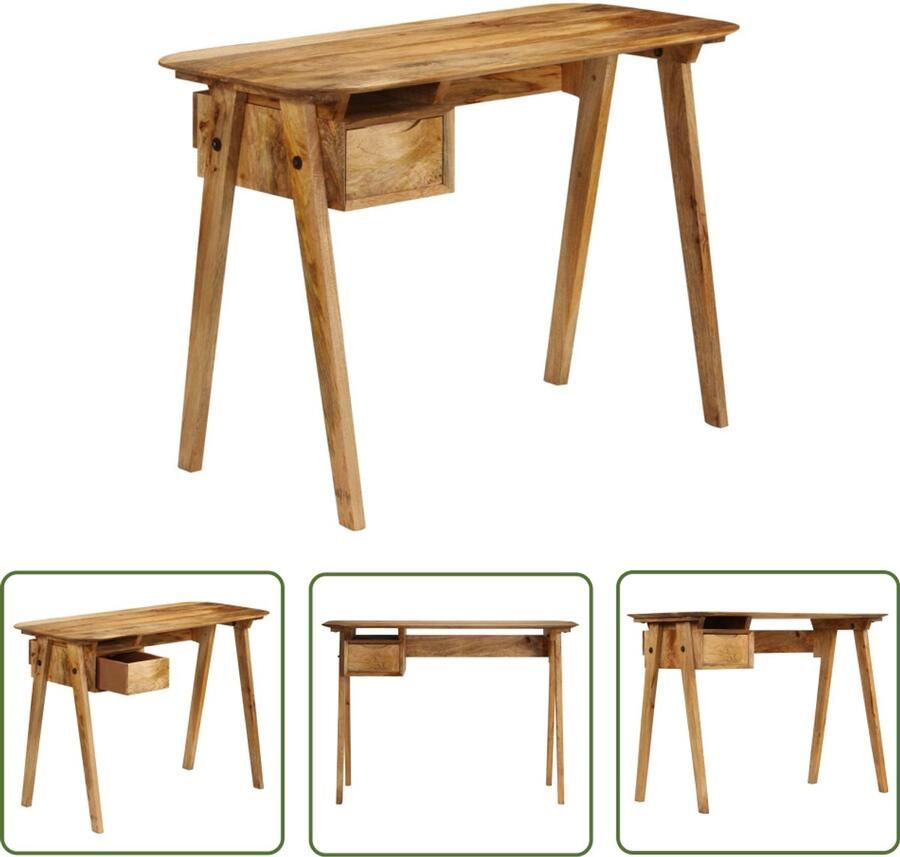 VidaXL Schrijftafel 110x50x76 cm Massief Mangohout Schreibtafel Mangohout Bureau Studieplek Thuiswerkplek Kantoor Meubilair Laptop Bureau Compact Bureau Vintage Bureau
