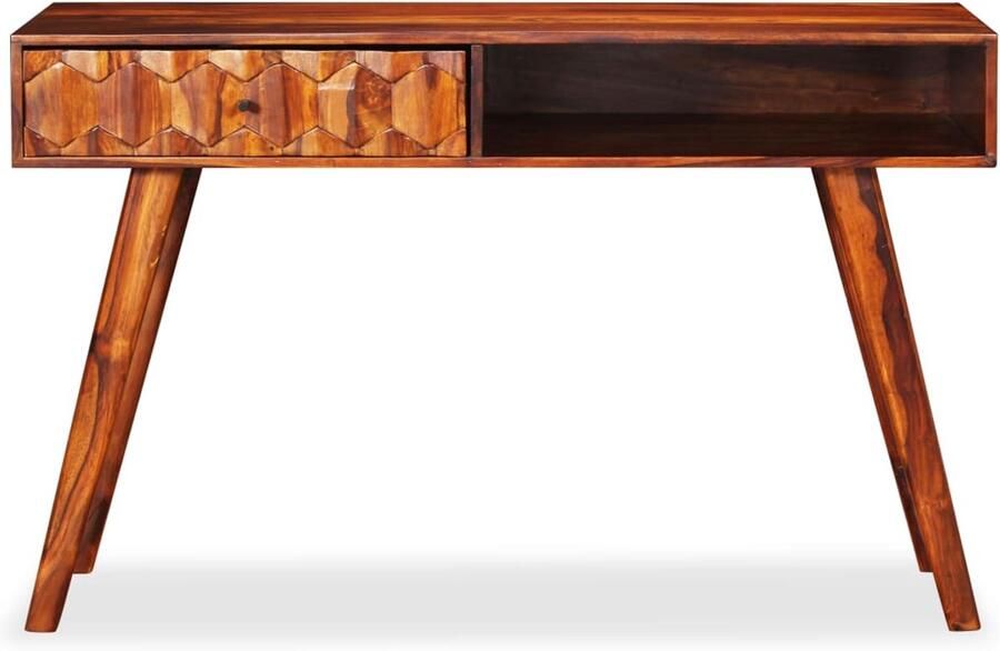VidaXL Schrijftafel 118x50x76 cm massief hout Houten Bureau Vintage Bureau Scheeshamhouten Bureau Met Lade Thuiskantoor Meubilair Retro Bureau Writing Desk - Foto 2