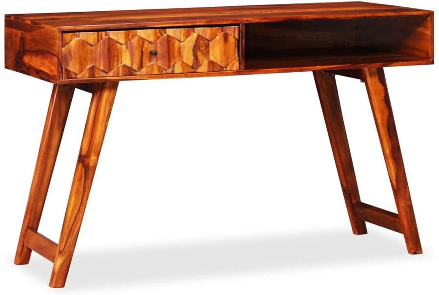 VidaXL Schrijftafel 118x50x76 cm massief hout Houten Bureau Vintage Bureau Scheeshamhouten Bureau Met Lade Thuiskantoor Meubilair Retro Bureau Writing Desk