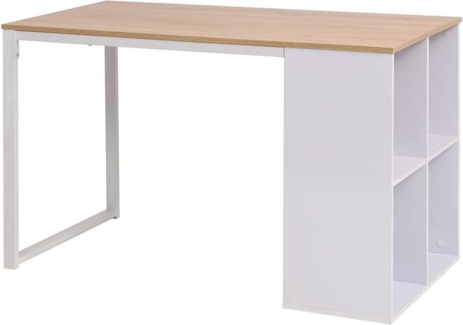 VidaXL Schrijftafel 120x60x75 cm Eiken en Wit Schrijftafel Bureaus Houten Bureau Modern Bureau Witte Bureau