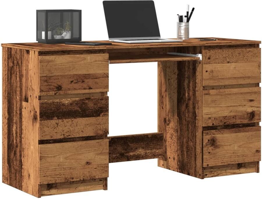 VidaXL Schrijftafel 140x50x77 cm Oud Houtkleurig Schrijftafel Bureau Kantoor Bureau Studeertafel