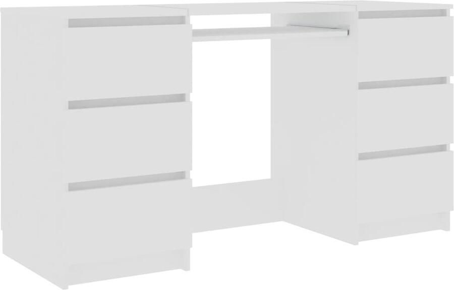 VidaXL Schrijftafel 140x50x77 cm Wit 6 lades Schreibtafel Computerbureau Bureau Houten Bureau Witte Bureau Schrijftafel Kantooraccessoires Thuiskantoor Studententafels Laptopstandaard Ergonomisch Bureau Opslagruimte Lade
