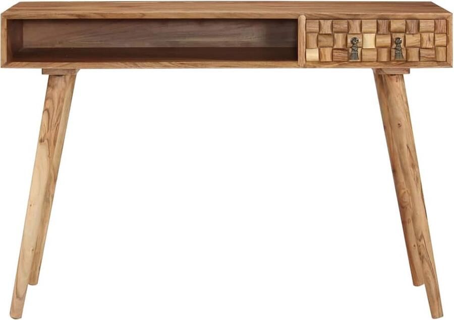 VidaXL Schrijftafel Massief Acaciahout 110x50x76 cm Houten Bureau Schrijftafel Acaciahout Bruin Landelijk Design Vintage Stijl Thuiskantoor Studie Tafel Laptop Bureau Compact Bureau Massief Hout - Foto 2
