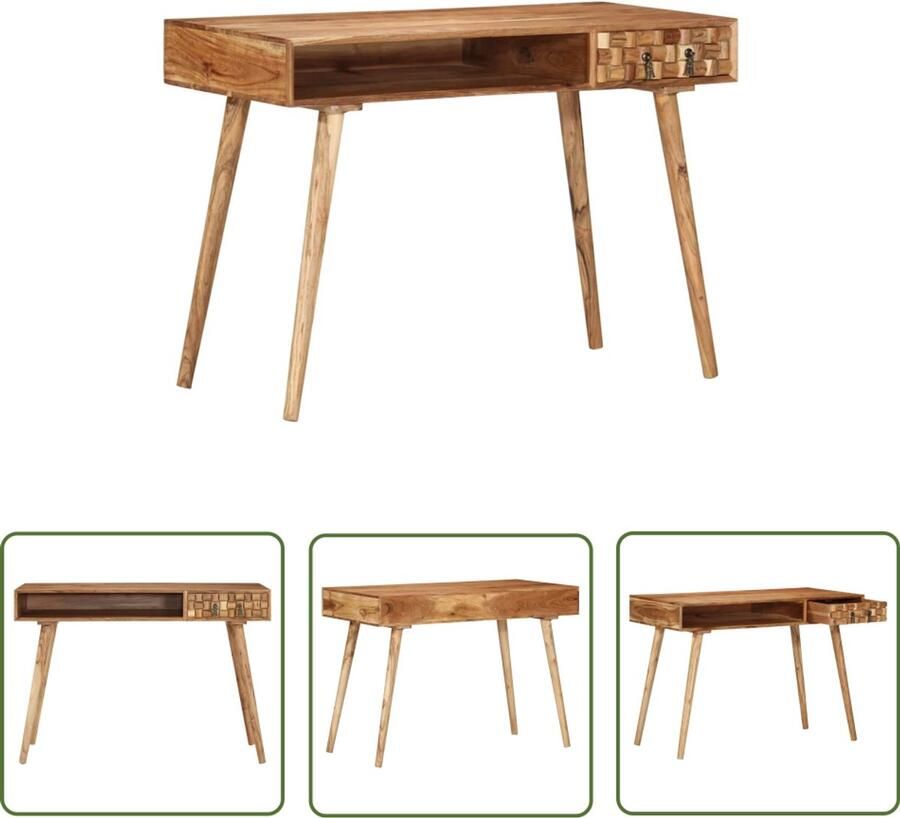VidaXL Schrijftafel Massief Acaciahout 110x50x76 cm Houten Bureau Schrijftafel Acaciahout Bruin Landelijk Design Vintage Stijl Thuiskantoor Studie Tafel Laptop Bureau Compact Bureau Massief Hout