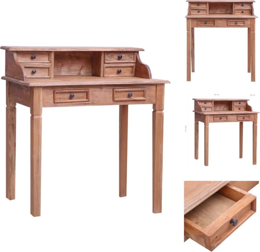 VidaXL Schrijftafel Schrijftafels Bureau Bureaus Schrijftafel met lades 90x50x101 cm massief gerecycled hout