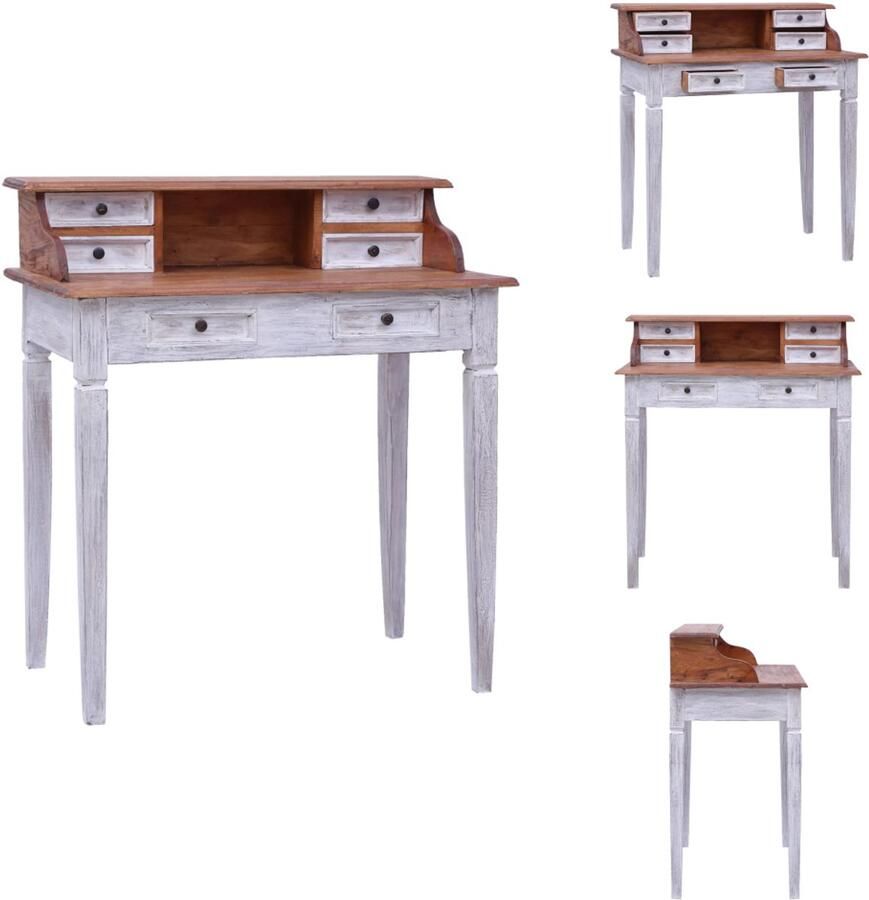 VidaXL Schrijftafel Schrijftafels Bureau Bureaus Schrijftafel met lades 90x50x101 cm massief gerecycled hout