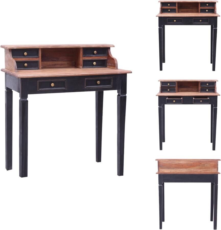 VidaXL Schrijftafel Schrijftafels Bureau Bureaus Schrijftafel met lades 90x50x101 cm massief gerecycled hout - Foto 2