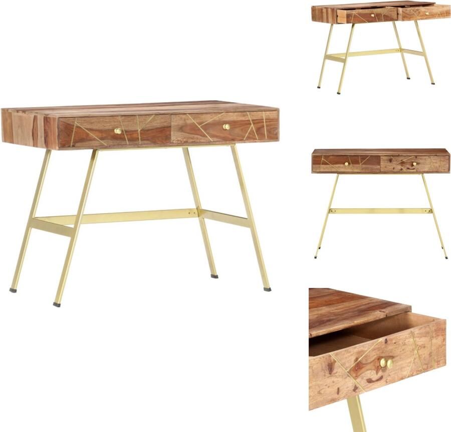 VidaXL Schrijftafel Schrijftafels Bureau Laptoptafel Schrijftafel met lades 100x55x75 cm massief sheeshamhout