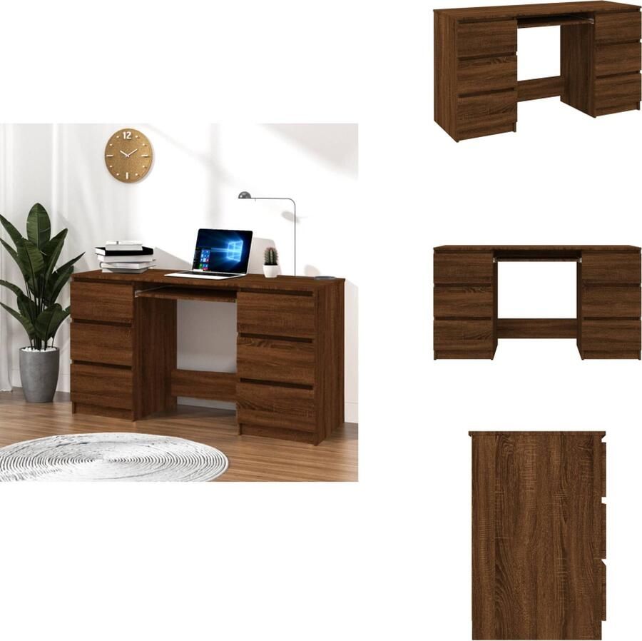 VidaXL Schrijftafel Schrijftafels Schrijf Tafel Bureau 140x50x77 cm bewerkt hout bruineikenkleurig