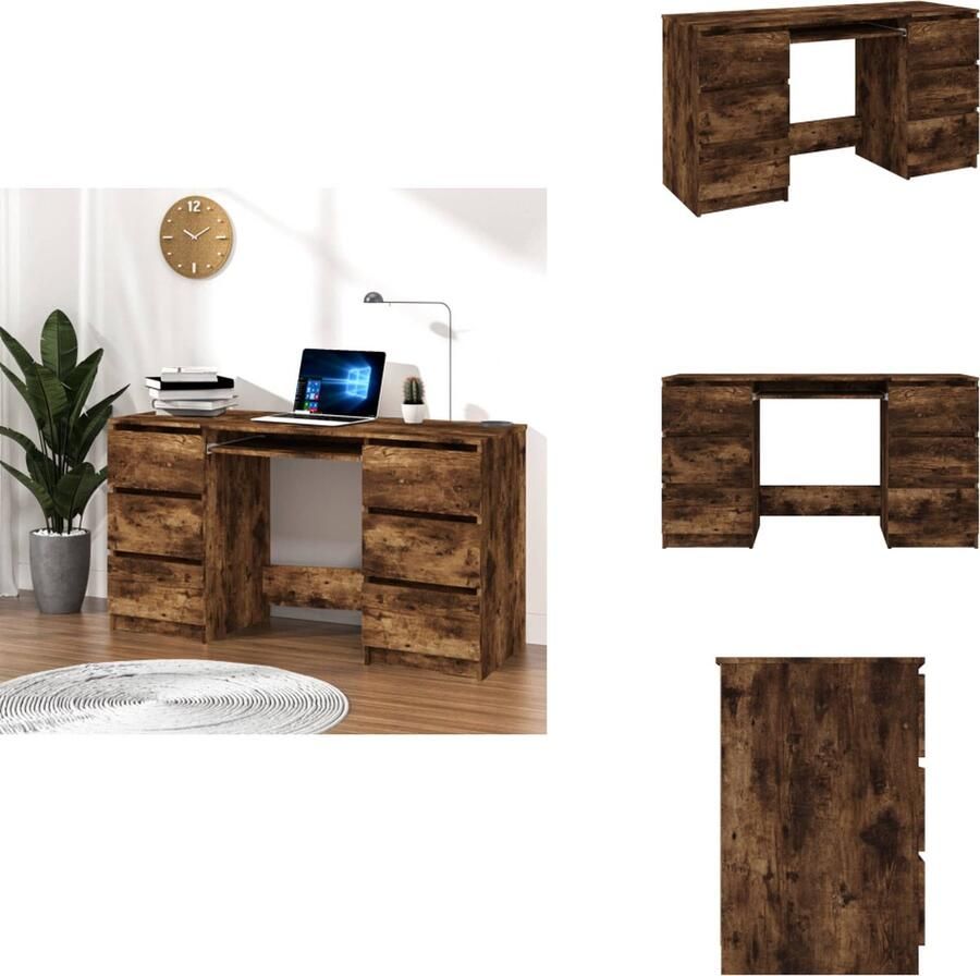 VidaXL Schrijftafel Schrijftafels Schrijf Tafel Bureau 140x50x77 cm bewerkt hout gerookt eikenkleurig