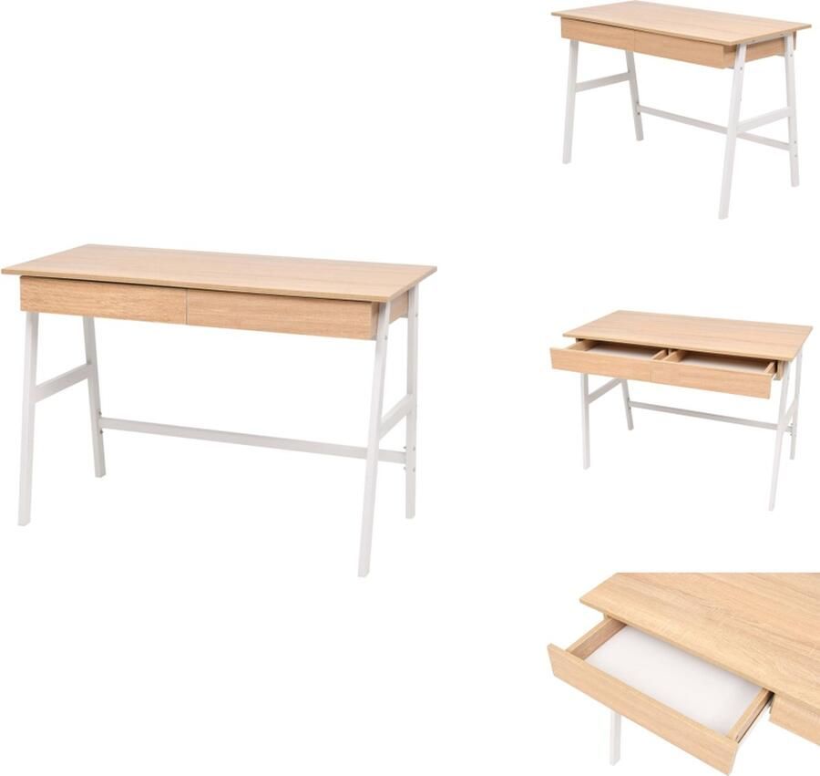VidaXL Schrijftafel Schrijftafels Schrijf Tafel Schrijf Tafels Schrijftafel 110x55x75 cm eikenkleur en wit