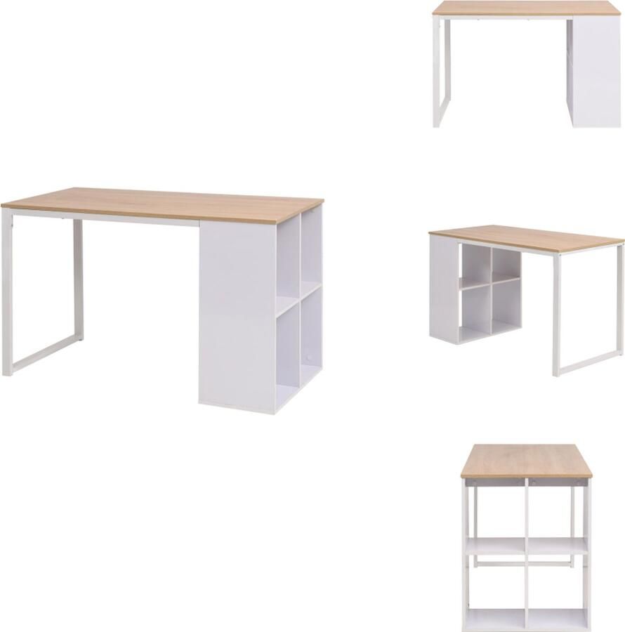 VidaXL Schrijftafel Schrijftafels Schrijf Tafel Schrijf Tafels Schrijftafel 120x60x75 cm eikenkleur en wit