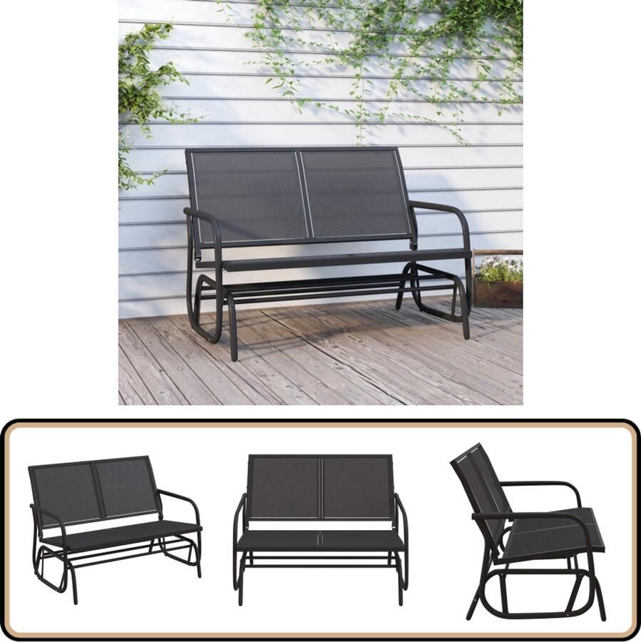 VidaXL Schuifbank Tuin 120 5x76x86 5 cm Zwart Tuinbank Schuifbank Buitenschrijnwerk Lounge Bank Relaxstoel