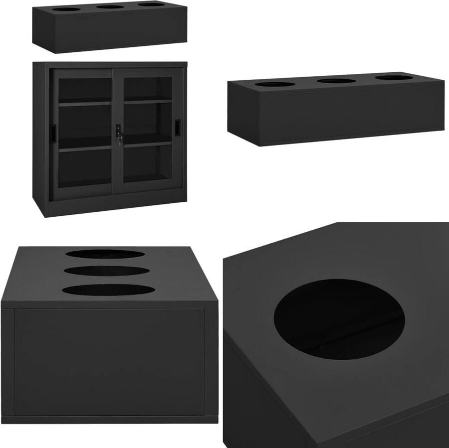 VidaXL Schuifdeurkast met plantenbak staal antracietkleurig Kast Met Plantenbak Kasten Met Plantenbakken Kast Met Bloembak Kasten Met Bloembakken