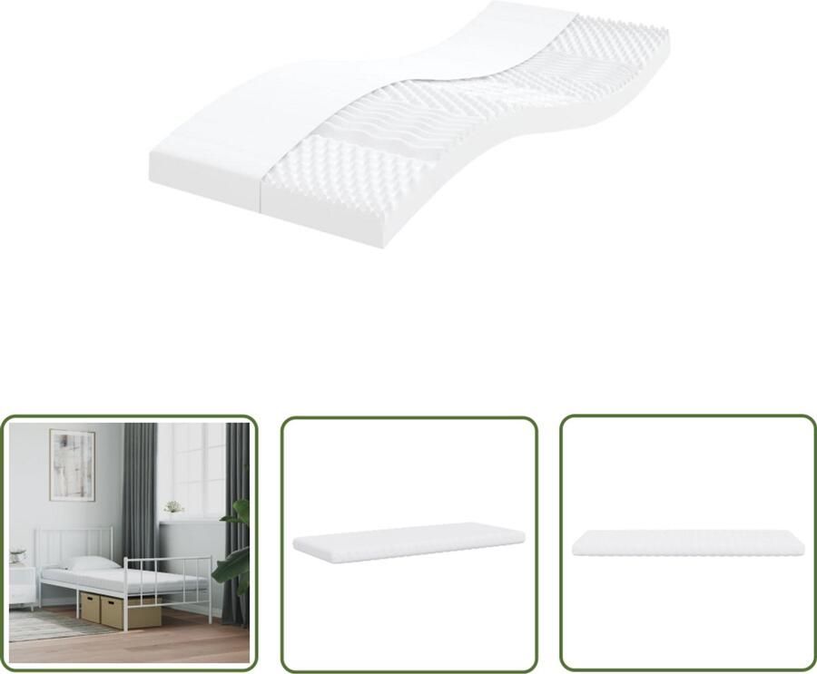 VidaXL Schuimmatras 7 zones 80x200 cm Wit Schuimmatras Matras Slaapcomfort Zachte Matras Zeven Zone Matras Traagschuimmatras Één Persoons Bed Witte Matras Budget Matras Goedkope Matras - Foto 2