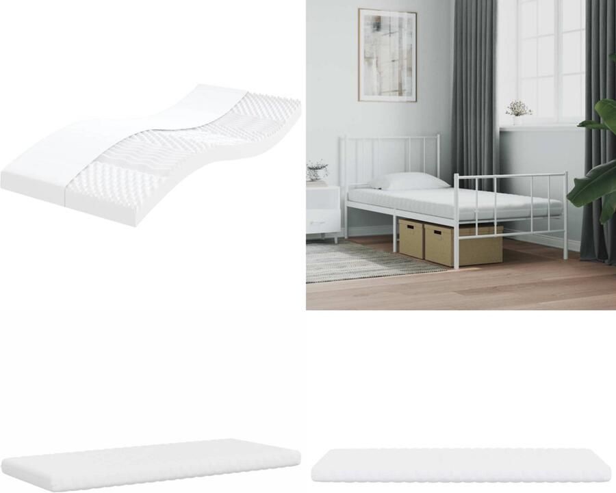VidaXL Schuimmatras 7 zones hardheid 20 ILD 100x210 cm wit Schuimmatras Schuimmatrassen Matras Bedmatras