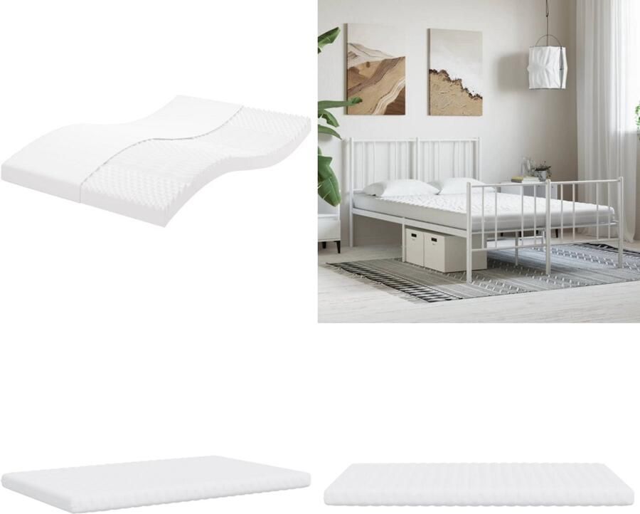 VidaXL Schuimmatras 7 zones hardheid 20 ILD 120x200 cm wit Schuimmatras Schuimmatrassen Matras Bedmatras