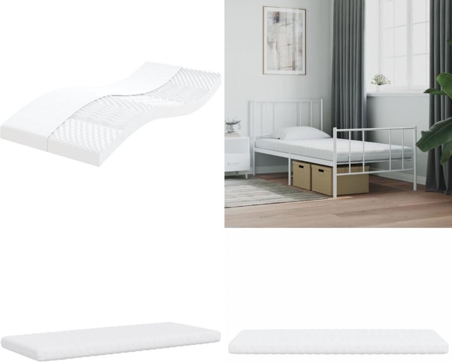 VidaXL Schuimmatras 7 zones hardheid 20 ILD 90x190 cm wit Schuimmatras Schuimmatrassen Matras Bedmatras