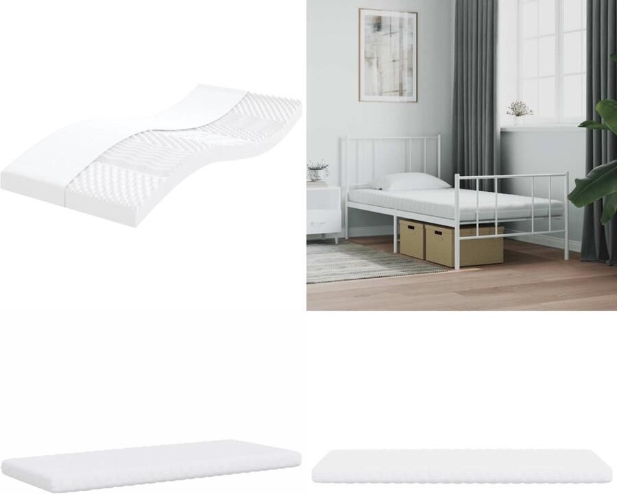 VidaXL Schuimmatras 7 zones hardheid 20 ILD 90x210 cm wit Schuimmatras Schuimmatrassen Matras Bedmatras