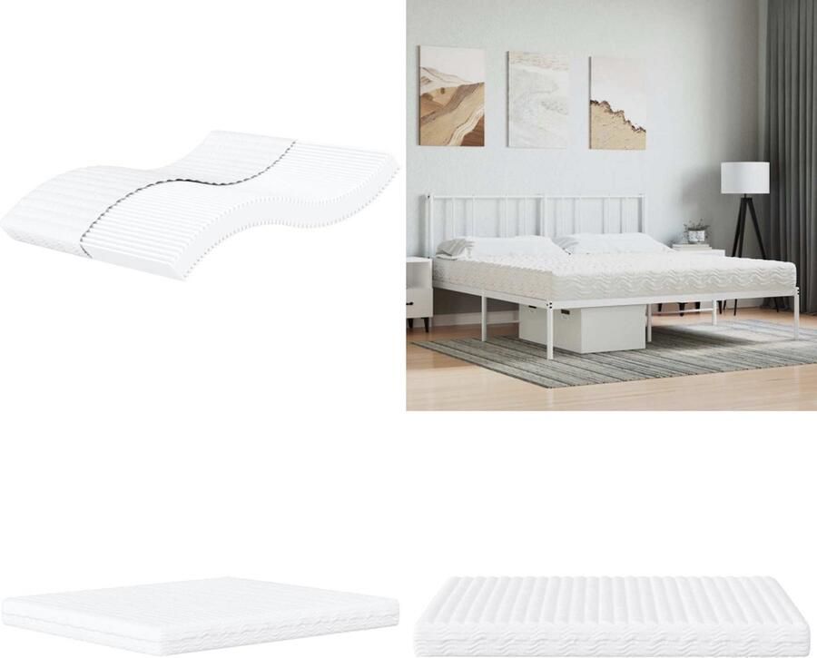 VidaXL Schuimmatras hardheid H2 H3 160x210 cm wit Schuimmatras Schuimmatrassen Matras Bedmatras