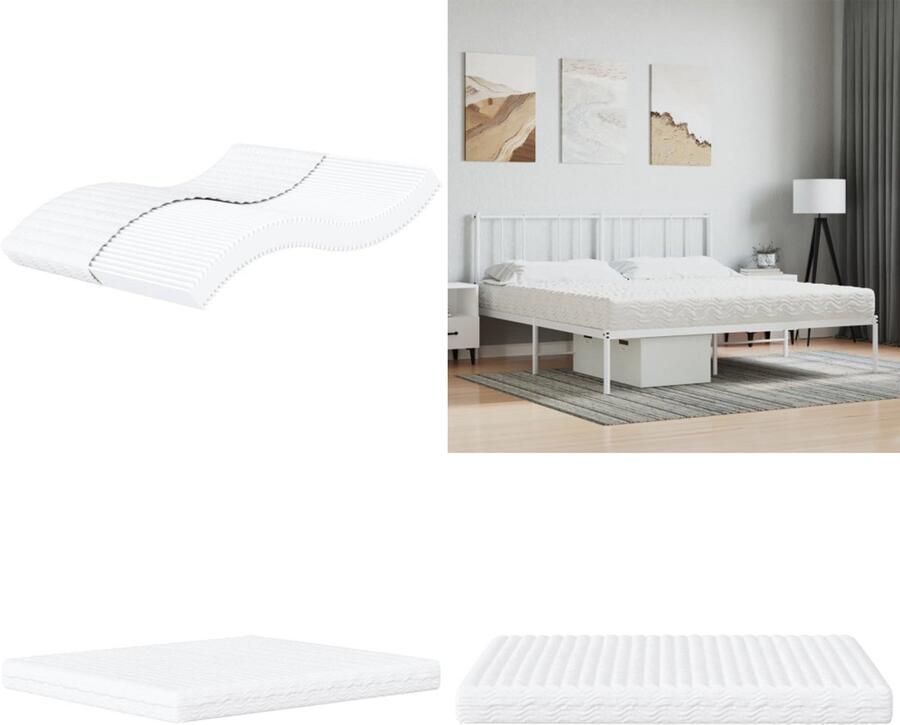 VidaXL Schuimmatras hardheid H2 H3 180x200 cm wit Schuimmatras Schuimmatrassen Matras Bedmatras
