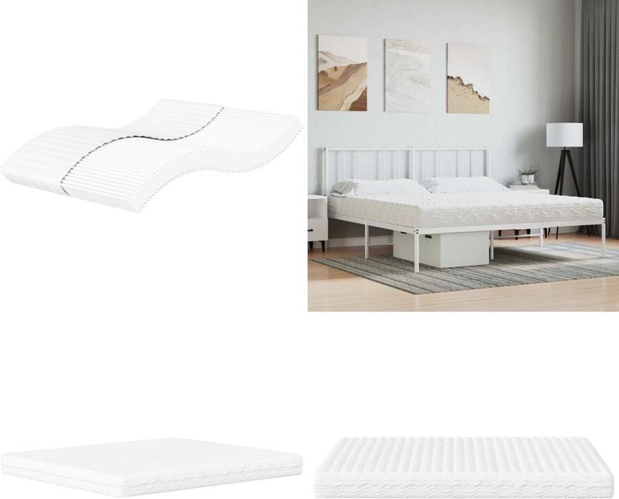 VidaXL Schuimmatras hardheid H2 H3 180x220 cm wit Schuimmatras Schuimmatrassen Matras Bedmatras