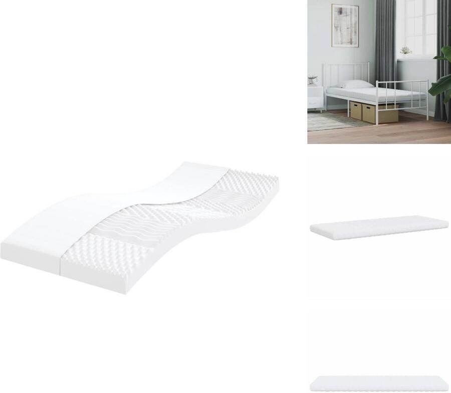 VidaXL Schuimmatras Schuimmatrassen Matras Bedmatras Schuimmatras 7 zones hardheid 20 ILD 80x220 cm wit
