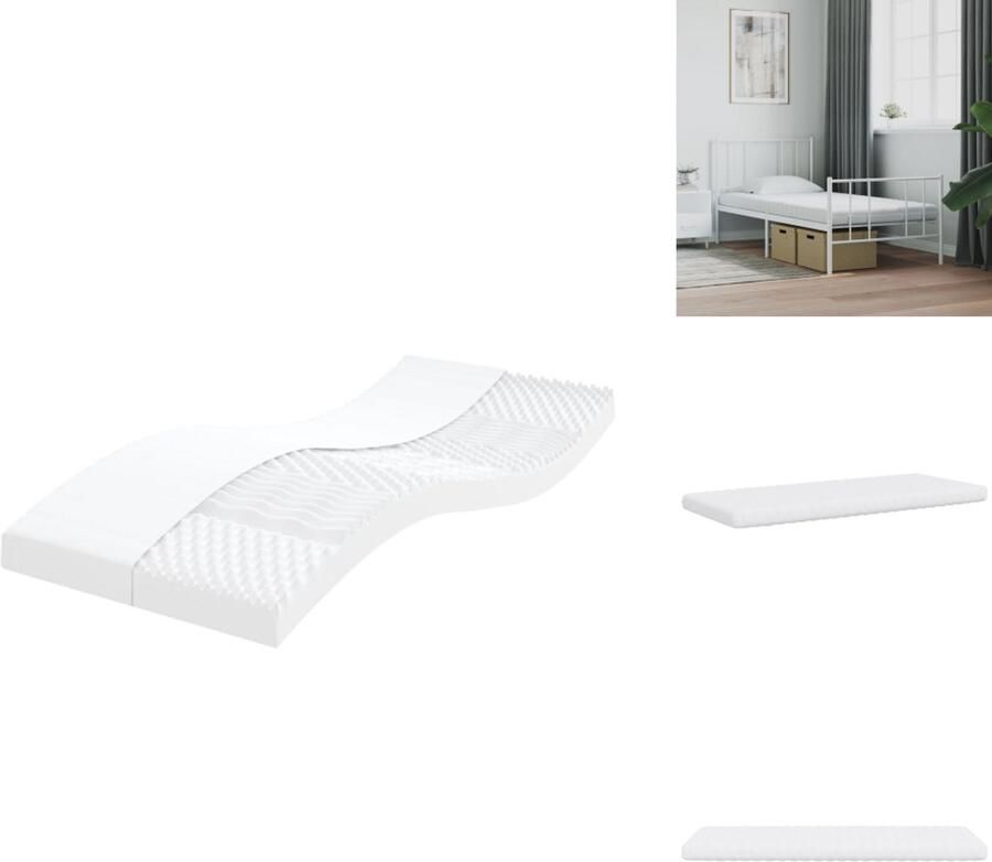 VidaXL Schuimmatras Schuimmatrassen Matras Bedmatras Schuimmatras 7 zones hardheid 20 ILD 80x200 cm wit