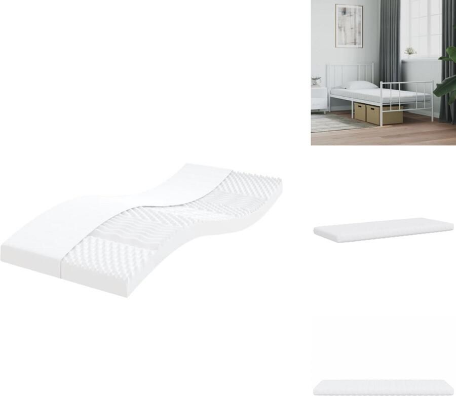 The Living Store Schuimmatras 7-Zone 90x190x10 cm Geweven stof 24D PU-schuim 20 ILD Schuimmatras Matras Slaapcomfort Zeven Zone Matras Traagschuimmatras