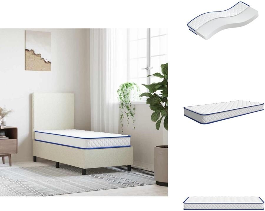 VidaXL Schuimmatras Schuimmatrassen Traagschuimmatras Matras Traagschuimmatras 80x160x17 cm wit