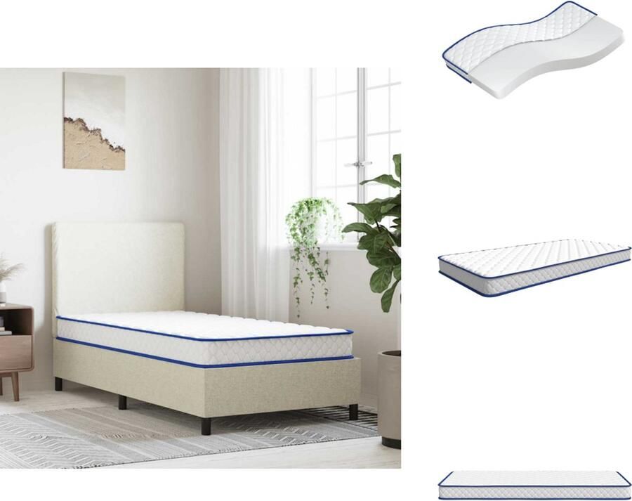 VidaXL Schuimmatras Schuimmatrassen Traagschuimmatras Matras Traagschuimmatras 90x190x17 cm wit