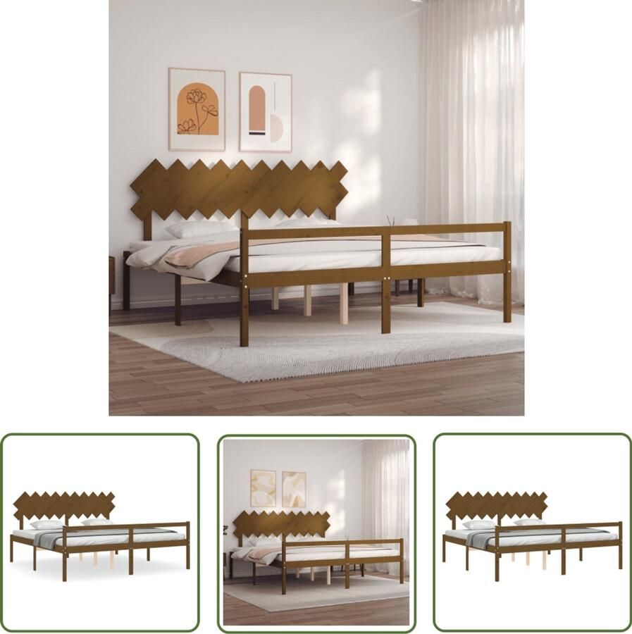 VidaXL Seniorenbed 200x200 cm massief hout Seniorenbed Hout Bed Grenenhout Bed Tweepersoonsbed Boxspring Alternatief Stapelbare Bedden Bedstede
