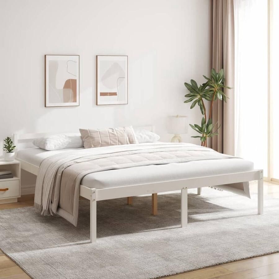 VidaXL Seniorenbed Grenenhout Wit 180x200 cm Slaapkamer Meubels Houten Bed Seniors Bed Super King Size Bed Grenenhout Bed Bedframe Boxspring Bed Tweepersoons Bed Modern Bed - Foto 2