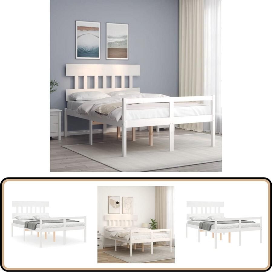 VidaXL Seniorenbed met hoofdbord massief hout wit Massief Hout Bed Grenenhout Bed Seniors Bed Tweepersoons Bed Slaapcomfort Bed Kopen Boxspring Alternatief