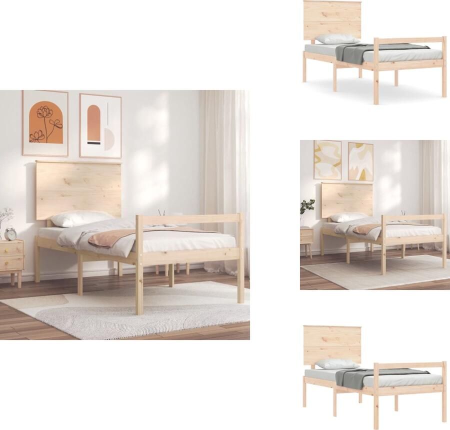 VidaXL Seniorenbed Seniorenbedden Senioren Bed Bedframe met hoofdbord massief hout 3FT Single