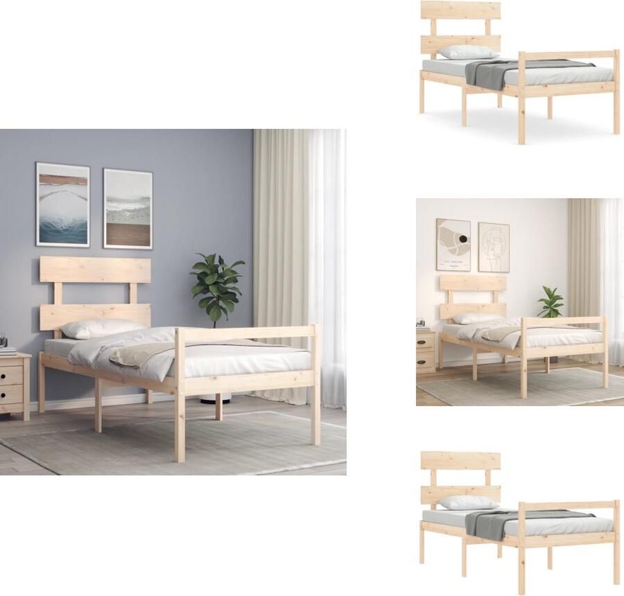 VidaXL Seniorenbed Seniorenbedden Senioren Bed Bedframe met hoofdbord massief hout 2FT6 Small Single