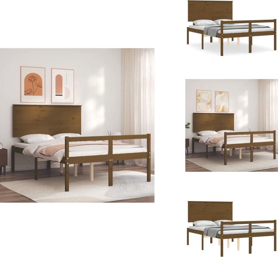 VidaXL Seniorenbed Seniorenbedden Senioren Bed Bedframe Seniorenbed met hoofdbord massief hout honingbruin