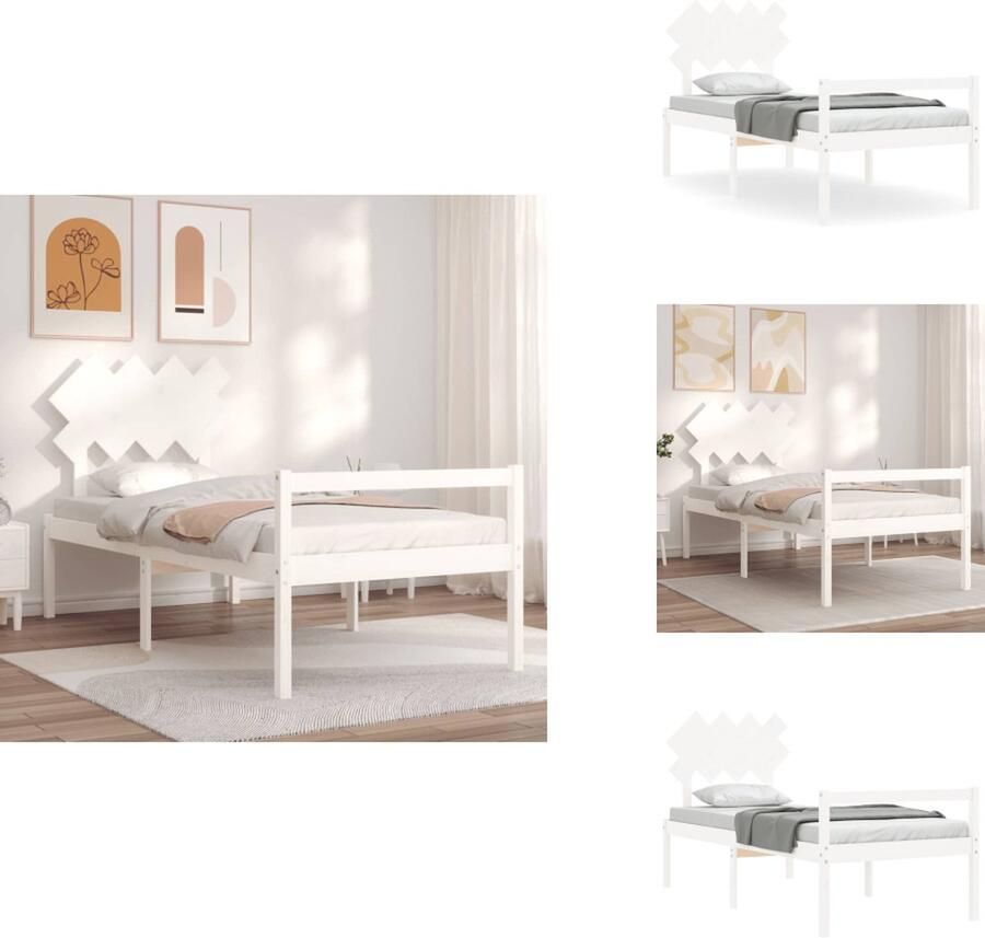 VidaXL Seniorenbed Seniorenbedden Senioren Bed Bedframe Seniorenbed met hoofdbord massief hout wit