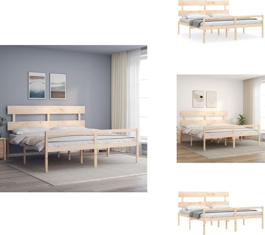 VidaXL Seniorenbed Seniorenbedden Senioren Bed Bedframe Seniorenbed met hoofdbord massief hout Super